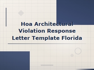 Florida Hoa Architectural Violation Response Letter